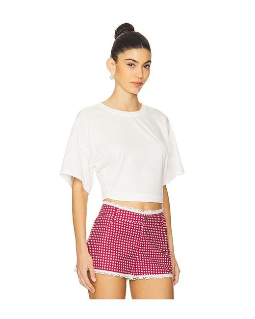 WeWoreWhat White Ruched Cropped Tee