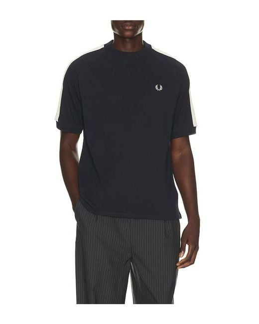 Fred Perry Black Cable Taped T-Shirt for men