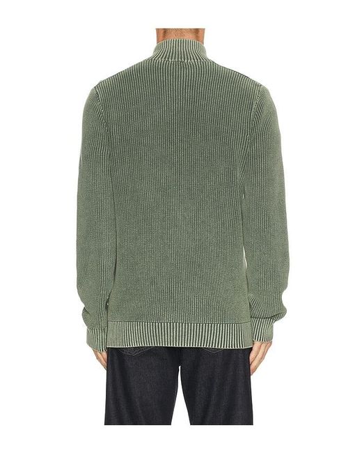Faherty Brand Green Sunwashed Quarter Zip Sweater for men