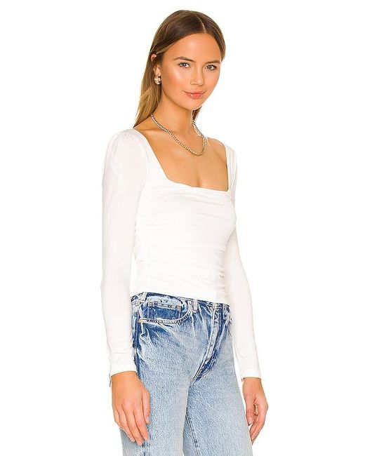 superdown White Sofia Square Neck Top