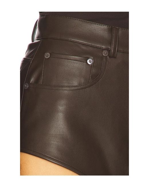 Stretch Faux Leather Mini Short en Brown LAPOINTE en coloris Black