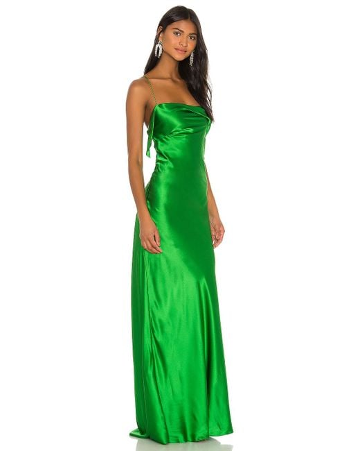 Michelle Mason Ruffle Cowl Bias Gown in Green Lyst