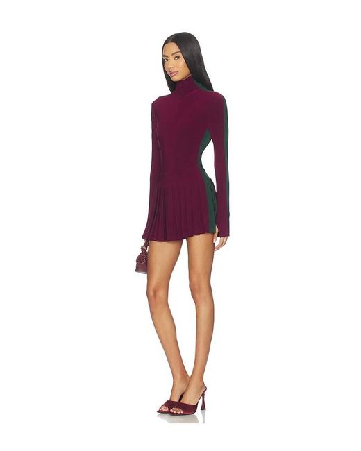 Norma Kamali Purple Side Stripe Turtleneck Bodysuit