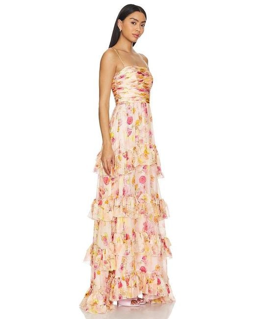 AMUR Natural Mallory Tiered Gown