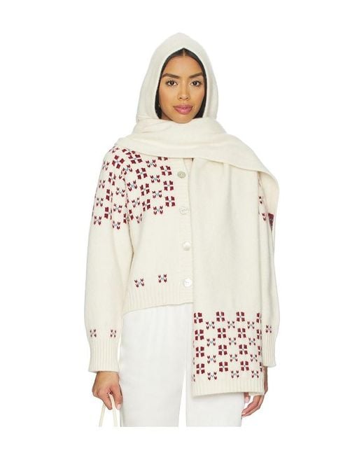 Calle Del Mar White Winter Fair Isle Hoodie Scarf