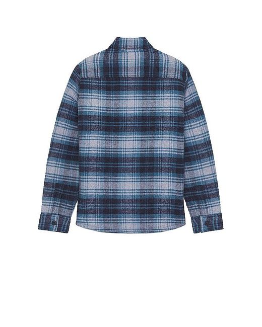 Faherty Brand Blue High Pile Fleece Lined Wool Shirt for men