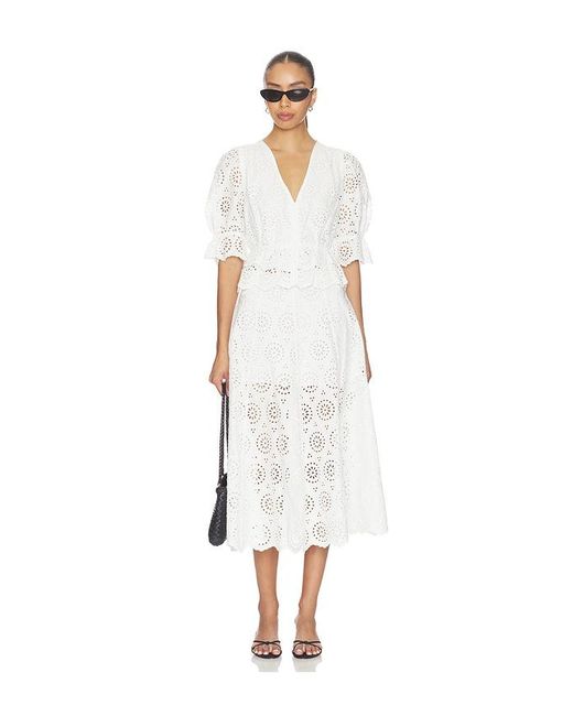 FRAME White The Deco Eyelet Tiered Blouse