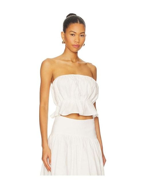 SNDY'S White Nesa Strapless Top