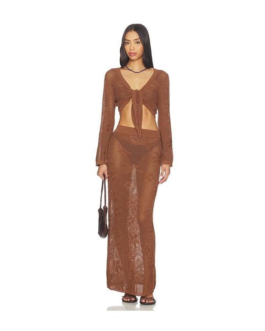 SNDY'S Brown Terra Maxi Skirt