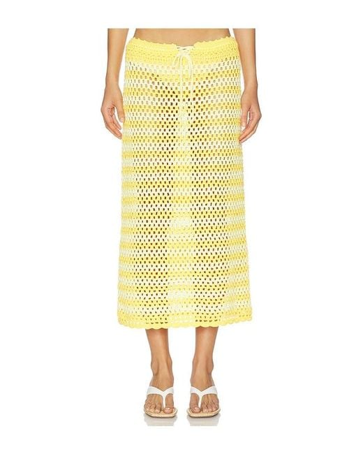 Jonathan Simkhai Yellow Welles Crochet Midi Skirt