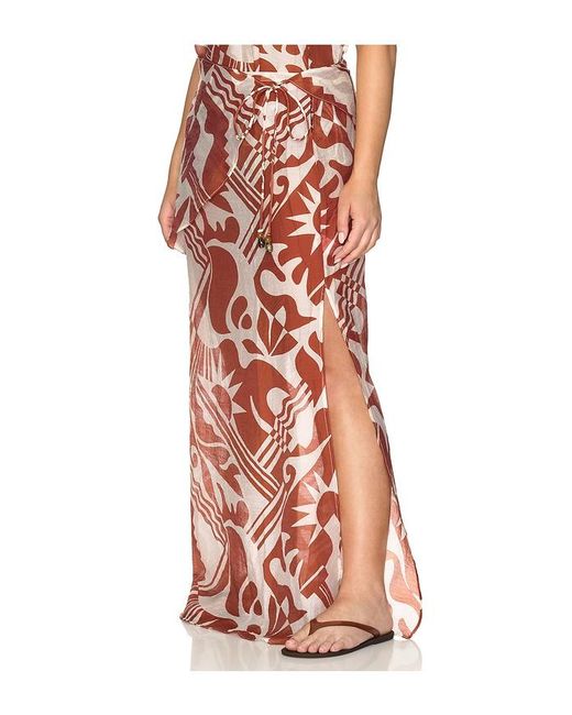 L'academie Red Caila Maxi Skirt