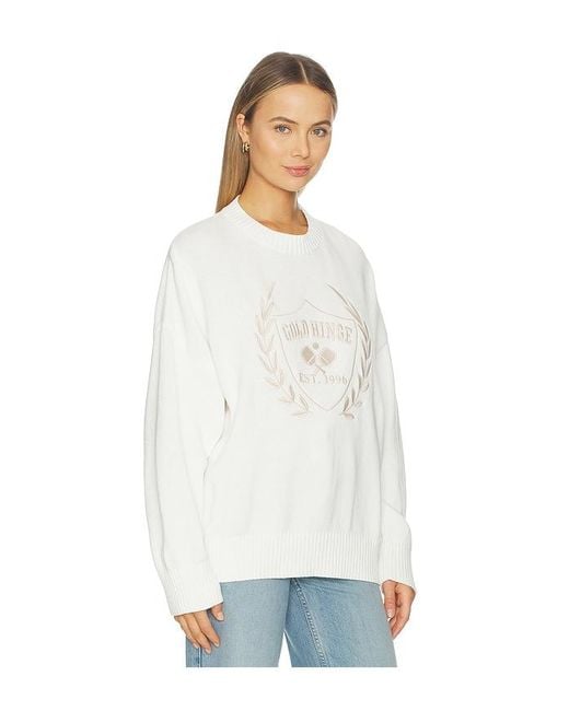 Gold Hinge White Oversized Crest Sweater
