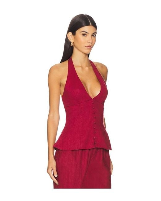 TOP EN LIN en Burgundy AEXAE en coloris Red