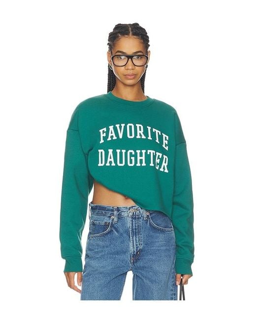 FAVORITE DAUGHTER Green The Cropped Collegiate Sweatshirt