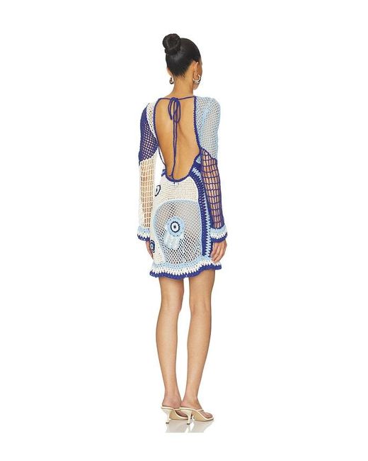 Leslie Amon Blue Dream Evil Eye Mini Dress