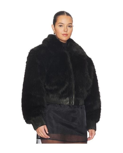 AFRM Black Adelaide Faux Fur Bomber Jacket