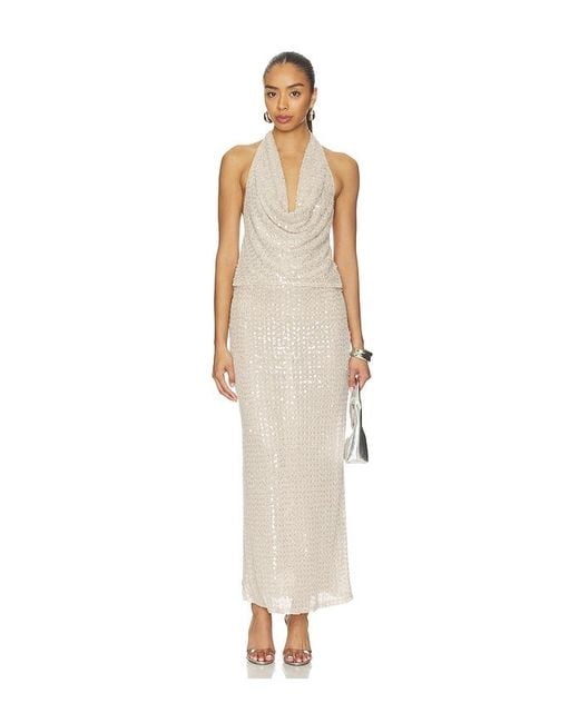 Lovers + Friends Natural Clara Sequin Top