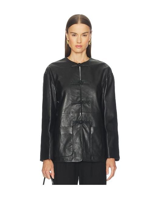 Rohe Black Mandarin Closure Leather Jacket