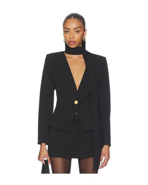 L'Agence Black Romy Tie Neck Blazer