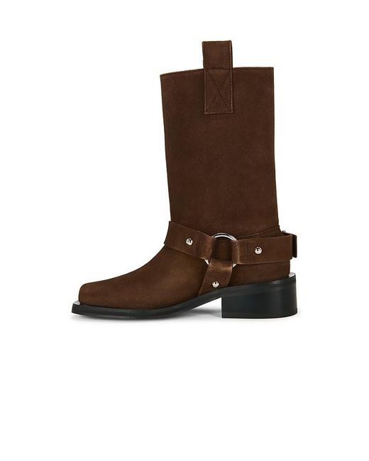 Ganni Brown Mid Shaft Biker Boot