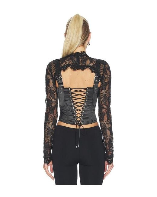 OW Collection Black Brisa Corset Top