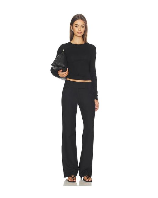 Enza Costa Black Fine Supima Cotton Long Sleeve Crew
