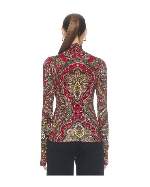 Alice + Olivia Red Delaina Longsleeve Turtleneck Top