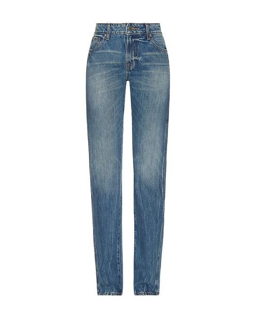 GRLFRND Blue Isabel Low Rise Straight Jeans