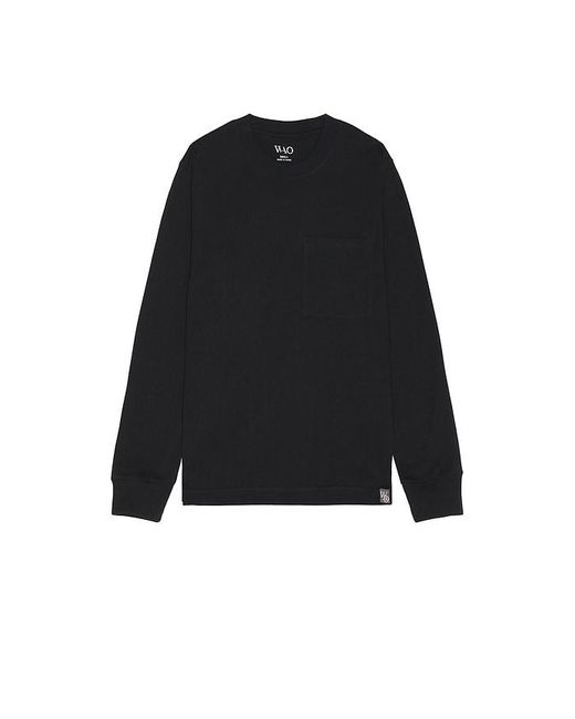 WAO Black The Long Sleeve Pocket Tee for men