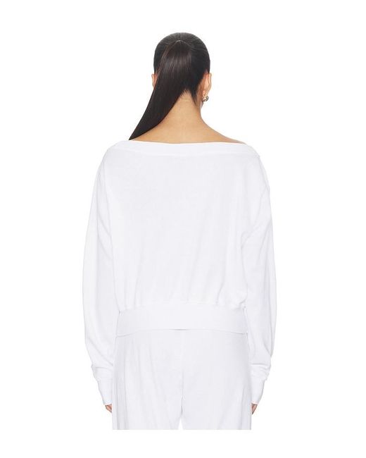 Lauren Moshi White Bronwyn Off The Shoulder Sweatshirt