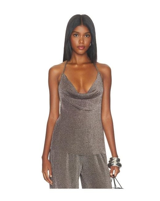 SER.O.YA Brown Esmerelda Metallic Knit Top