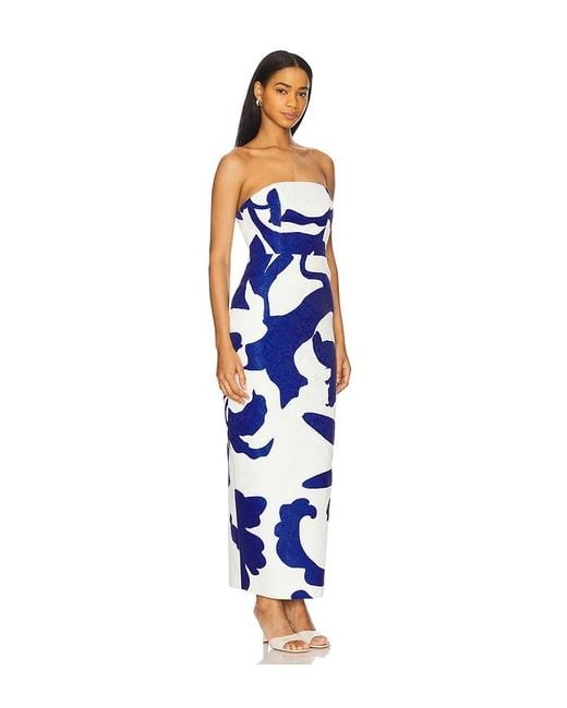 MILLY Blue Orion Camellia Floral Jacquard Dress