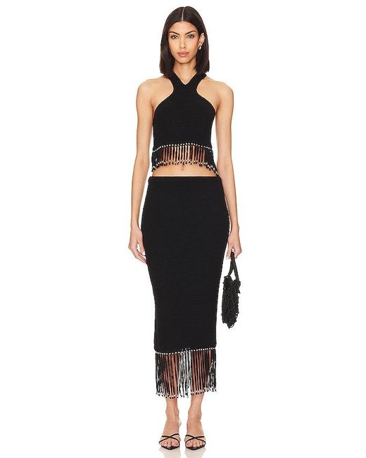 Lovers + Friends Black Bryony Fringe Skirt