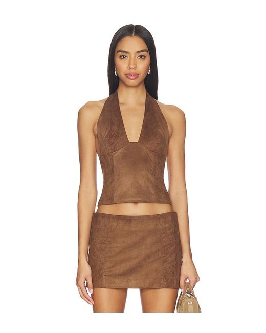 Runaway the Label Brown Kitty V-neck Halter Top