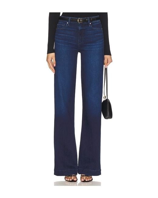 PAIGE Blue Leena Petite Wide Leg Jeans