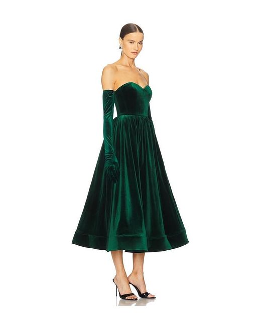 Bronx and Banco Green Inara Velvet Midi Dress
