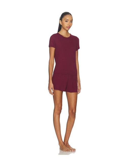 Lunya Red Rib Tee Short Set