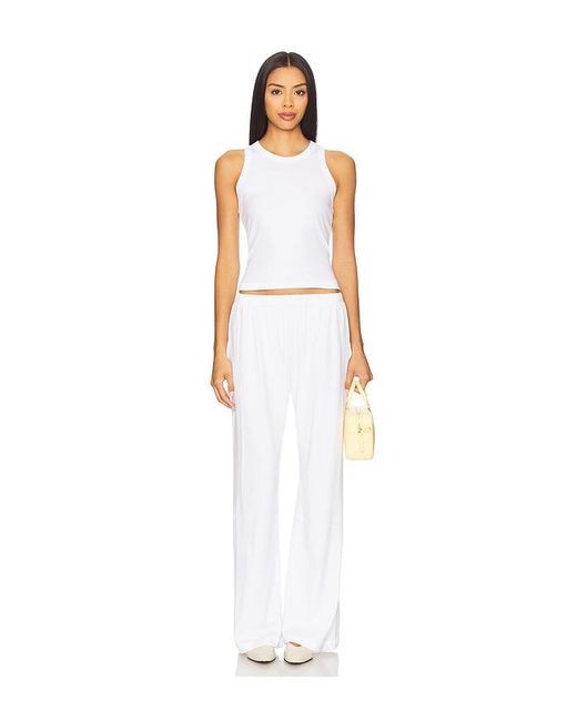 Leset White Nando High Neck Tank Top