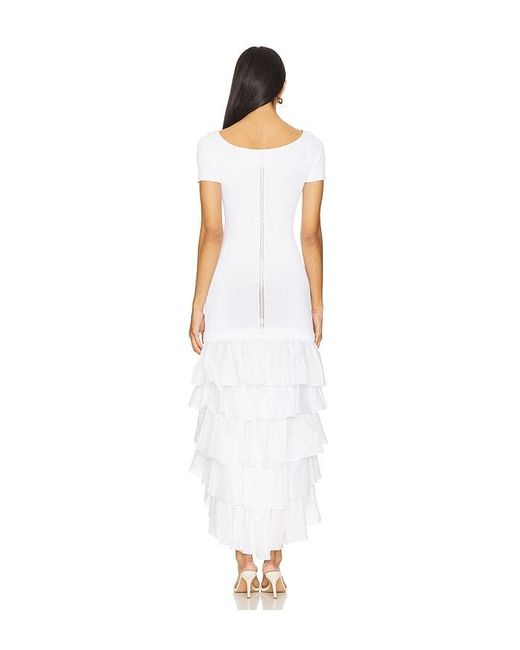 Alejandra Alonso Rojas White Knit Ruffle Dress