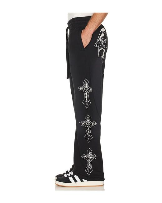 Ed Hardy Black Crosses Skulls Baggy Sweatpant for men