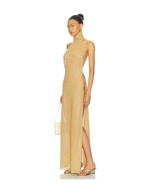 Oseree Metallic Lumiere Ring Turtleneck Dress