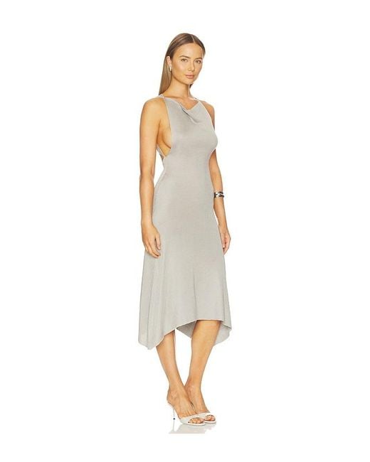 Isa Boulder White Cowl Neck Dress