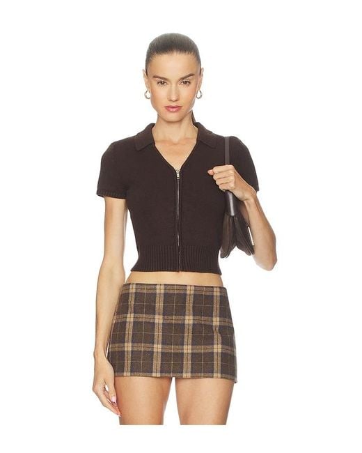 GUIZIO Brown Calesia Zip Up Top