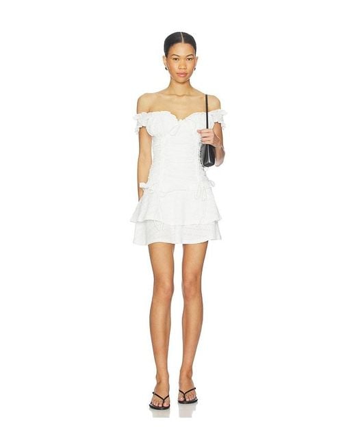 Runaway the Label White Bronte Ruffled Corset Mini Dress