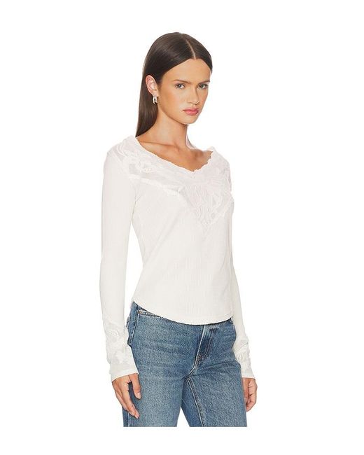 Free People White Butterfly Cuff Top