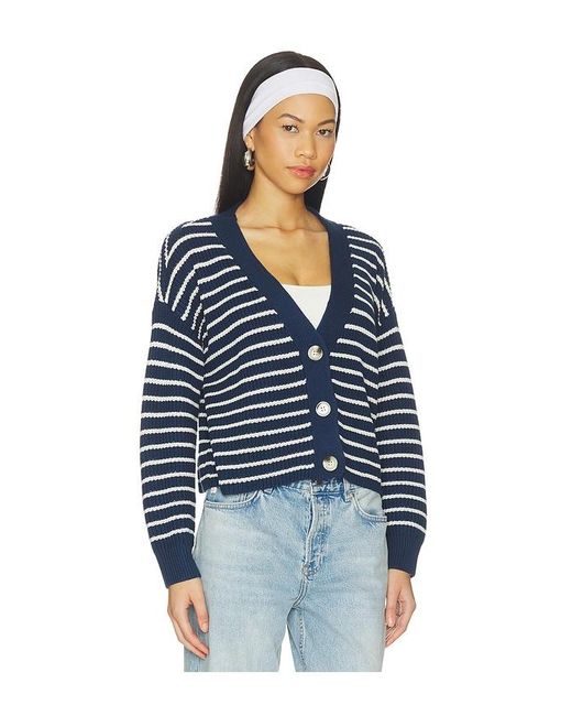Eberjey Blue Fine Gauge Cropped Cardigan