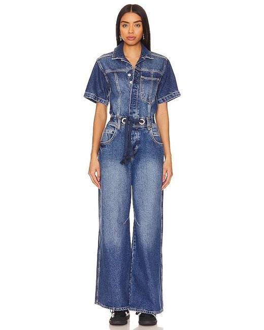 Free People Blue X We The Free Edison Wide Leg Coverall