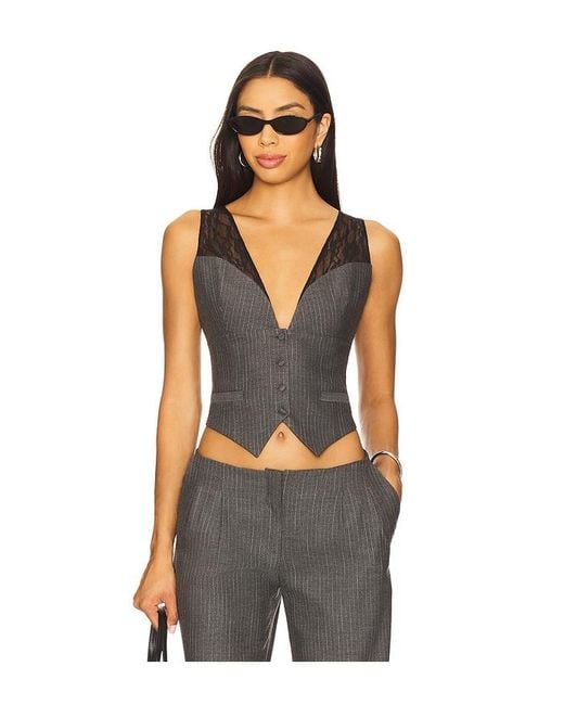 Ceren Ocak Black Lace Detailed Vest Top