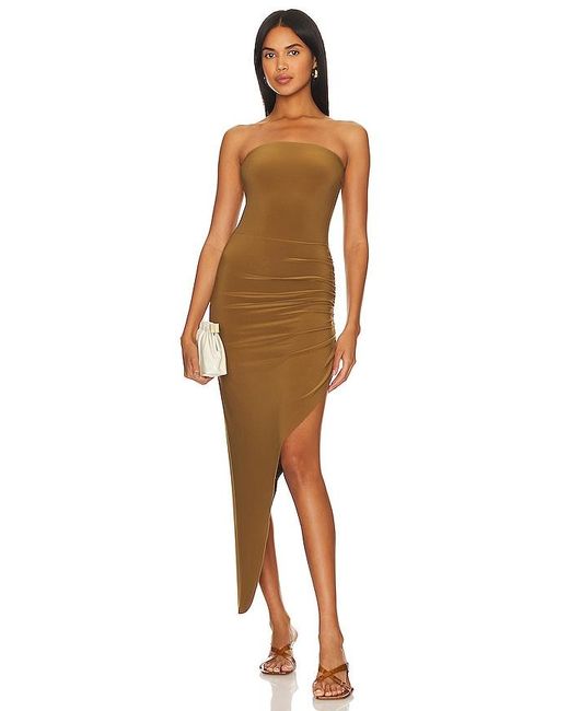 Norma Kamali Natural Strapless Side Drape Gown