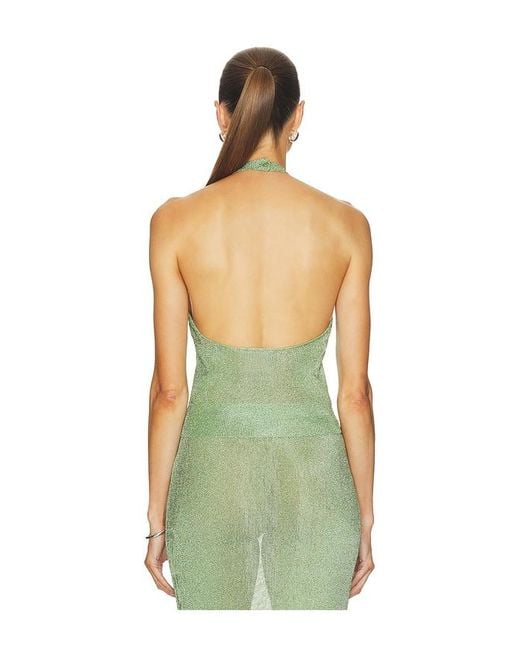 SER.O.YA Green Minnie Metallic Knit Halter Top